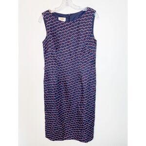 Talbots Pure Silk Navy Red and White Dress Size 6
